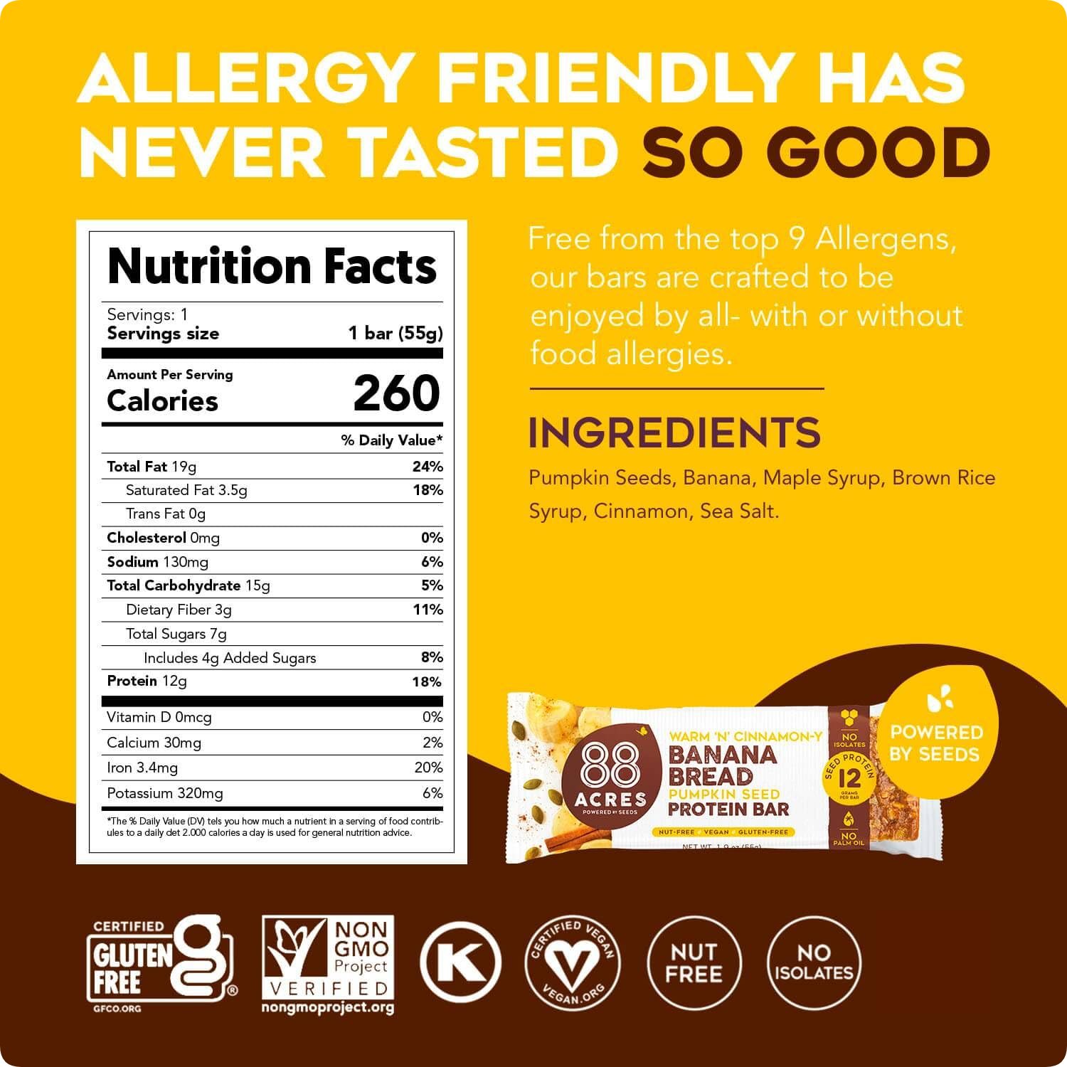 88 ACRES Banana Bread Seed Protein Bar, 1.9 Oz